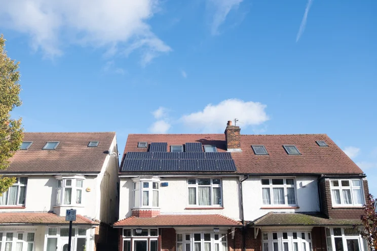 An English house with solar panels