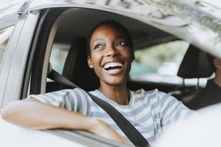 woman driving a car