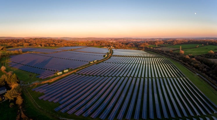 solar panels in a field in wales