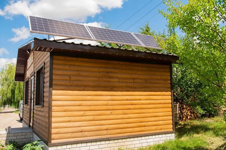 solar panels on a shed