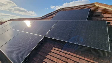 Roof solar panels on a slanted roof, the most-popular solar panel type